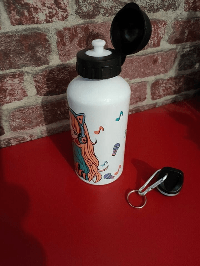 Gourde aluminium 500 ml blanche + 2 bouchons